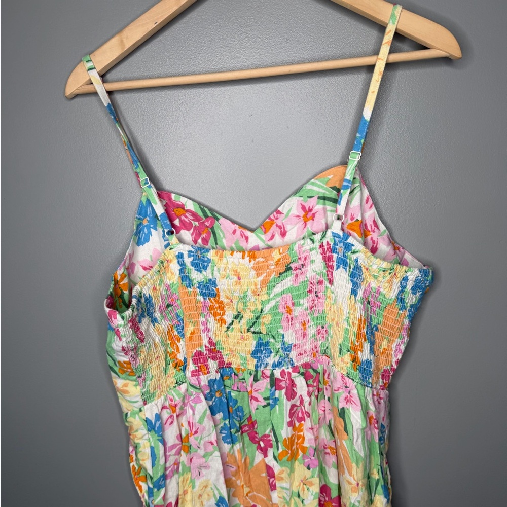 NWT Old Navy Fit and Flare Colorful Floral Linen Blend Romper - Picture 8 of 13